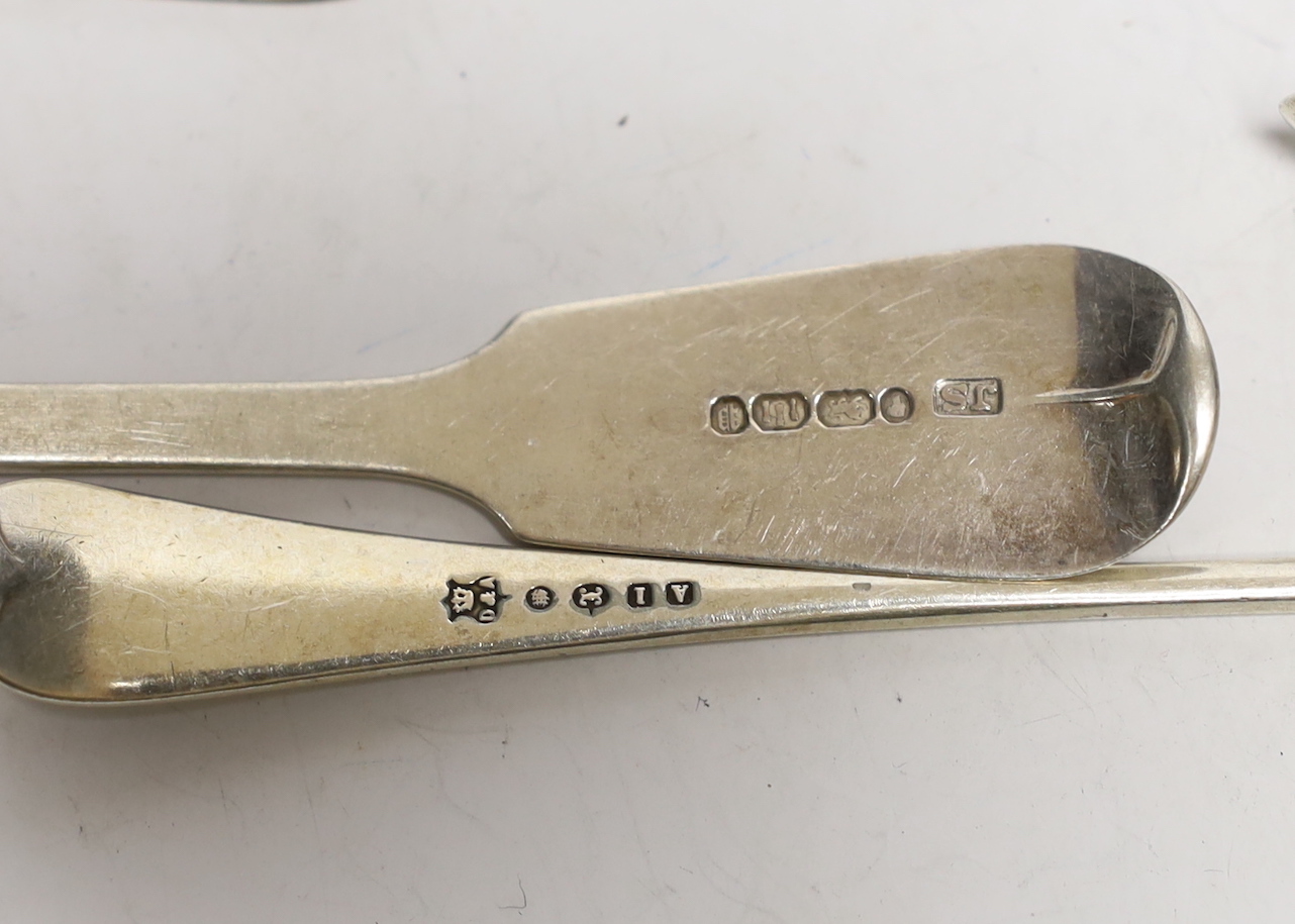 A quantity of assorted mainly 19th century silver flatware, various patterns, dates and makers and a Swedish teaspoon